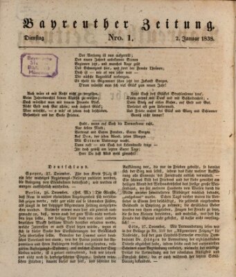 Bayreuther Zeitung Dienstag 2. Januar 1838