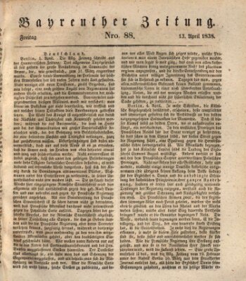 Bayreuther Zeitung Freitag 13. April 1838
