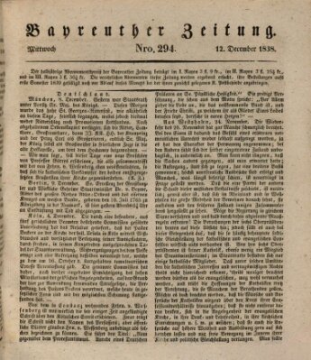 Bayreuther Zeitung Mittwoch 12. Dezember 1838