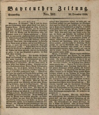 Bayreuther Zeitung Donnerstag 20. Dezember 1838
