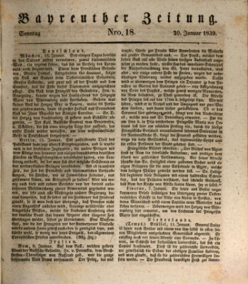 Bayreuther Zeitung Sonntag 20. Januar 1839