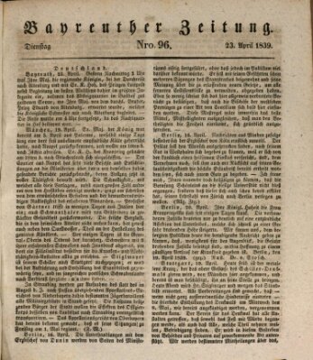 Bayreuther Zeitung Dienstag 23. April 1839