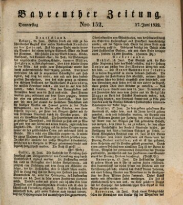 Bayreuther Zeitung Donnerstag 27. Juni 1839