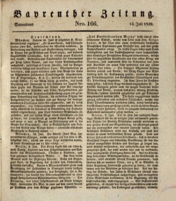 Bayreuther Zeitung Samstag 13. Juli 1839