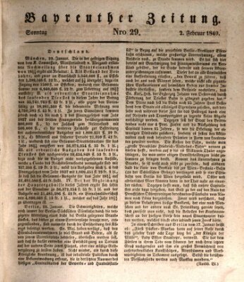 Bayreuther Zeitung Sonntag 2. Februar 1840