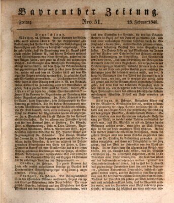 Bayreuther Zeitung Freitag 28. Februar 1840