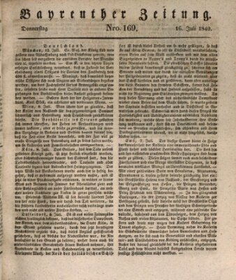 Bayreuther Zeitung Donnerstag 16. Juli 1840