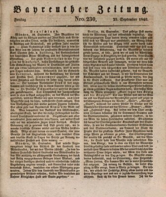 Bayreuther Zeitung Freitag 25. September 1840