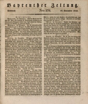 Bayreuther Zeitung Mittwoch 18. November 1840
