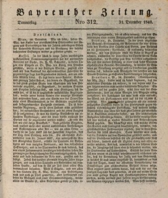 Bayreuther Zeitung Donnerstag 31. Dezember 1840