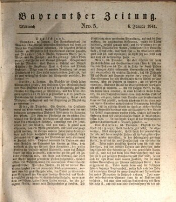 Bayreuther Zeitung Mittwoch 6. Januar 1841