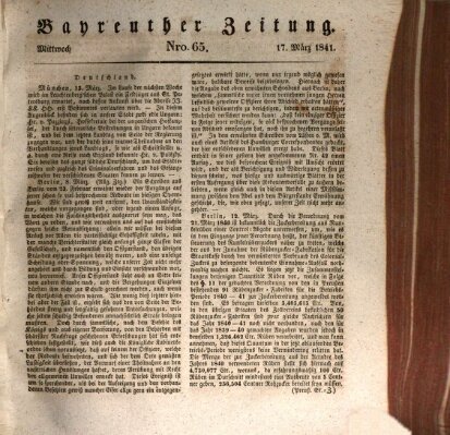 Bayreuther Zeitung Mittwoch 17. März 1841