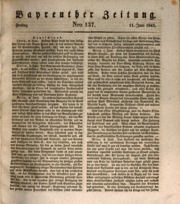 Bayreuther Zeitung Freitag 11. Juni 1841