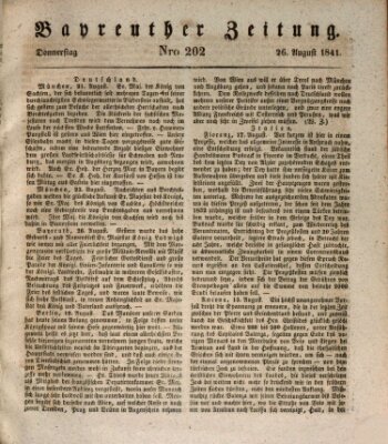 Bayreuther Zeitung Donnerstag 26. August 1841