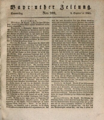 Bayreuther Zeitung Donnerstag 2. September 1841