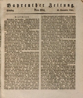 Bayreuther Zeitung Dienstag 30. November 1841