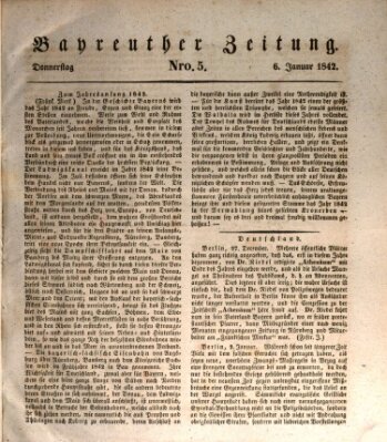 Bayreuther Zeitung Donnerstag 6. Januar 1842