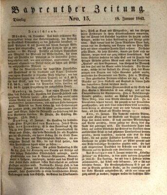 Bayreuther Zeitung Dienstag 18. Januar 1842