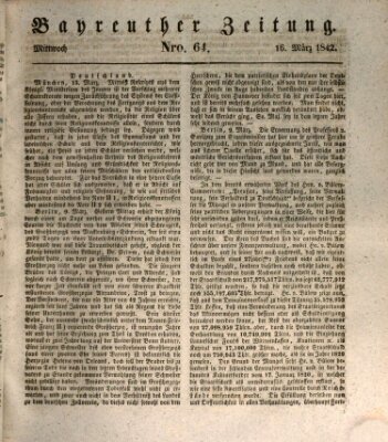 Bayreuther Zeitung Mittwoch 16. März 1842