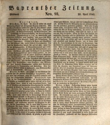 Bayreuther Zeitung Mittwoch 20. April 1842