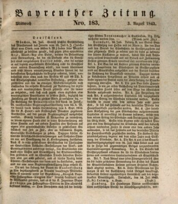 Bayreuther Zeitung Mittwoch 3. August 1842
