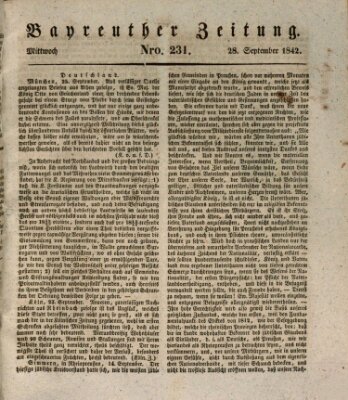 Bayreuther Zeitung Mittwoch 28. September 1842