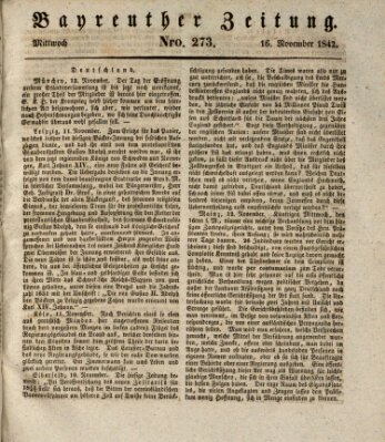 Bayreuther Zeitung Mittwoch 16. November 1842