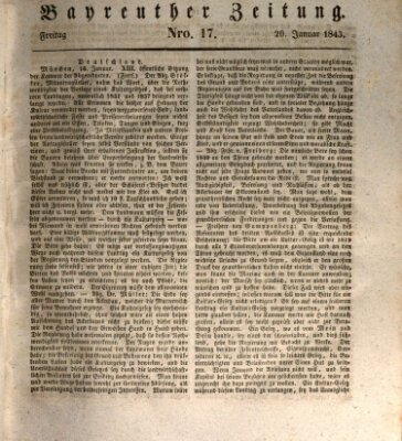 Bayreuther Zeitung Freitag 20. Januar 1843