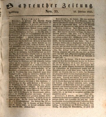 Bayreuther Zeitung Freitag 10. Februar 1843