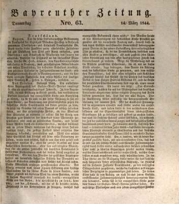 Bayreuther Zeitung Donnerstag 14. März 1844