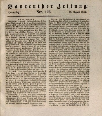 Bayreuther Zeitung Donnerstag 15. August 1844