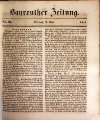 Bayreuther Zeitung Mittwoch 9. April 1845
