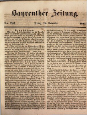 Bayreuther Zeitung Freitag 28. November 1845