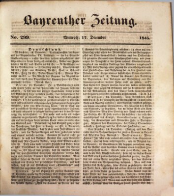Bayreuther Zeitung Mittwoch 17. Dezember 1845