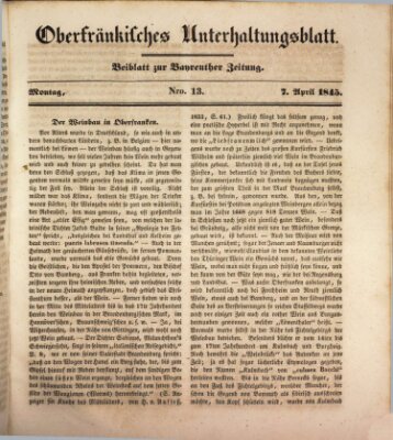 Oberfränkisches Unterhaltungsblatt (Bayreuther Zeitung) Montag 7. April 1845