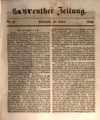 Bayreuther Zeitung Samstag 10. Januar 1846