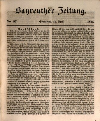 Bayreuther Zeitung Samstag 11. April 1846