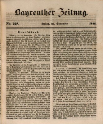 Bayreuther Zeitung Freitag 25. September 1846