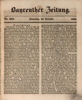 Bayreuther Zeitung Donnerstag 19. November 1846