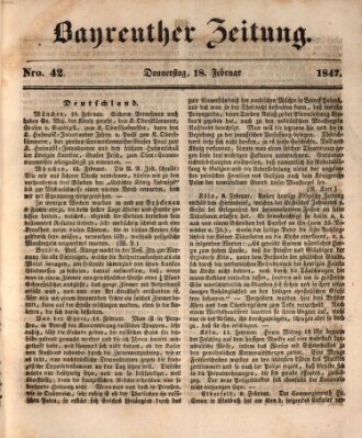 Bayreuther Zeitung Donnerstag 18. Februar 1847