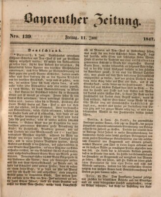 Bayreuther Zeitung Freitag 11. Juni 1847