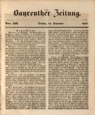 Bayreuther Zeitung Dienstag 21. September 1847