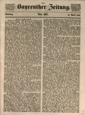 Bayreuther Zeitung Sonntag 16. April 1848