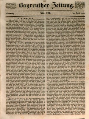 Bayreuther Zeitung Sonntag 16. Juli 1848