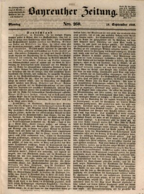 Bayreuther Zeitung Montag 18. September 1848