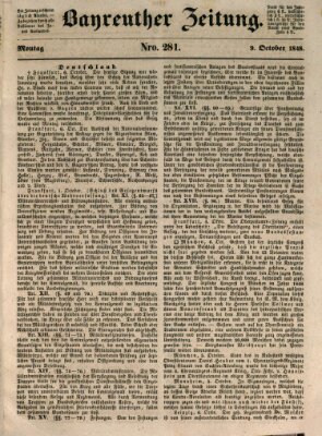 Bayreuther Zeitung Montag 9. Oktober 1848