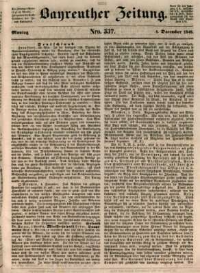 Bayreuther Zeitung Montag 4. Dezember 1848