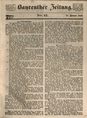 Bayreuther Zeitung Sonntag 21. Januar 1849