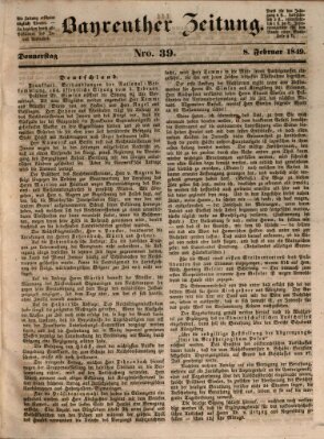 Bayreuther Zeitung Donnerstag 8. Februar 1849