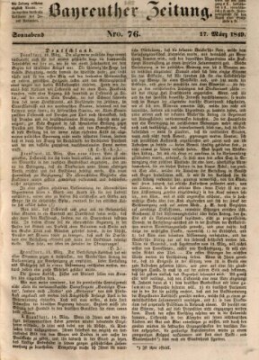 Bayreuther Zeitung Samstag 17. März 1849